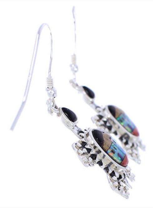 Multicolor Inlay Native American Pueblo Design Turtle Earrings EX32321